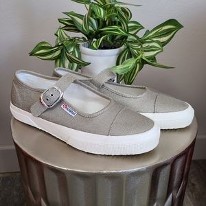 Superga X ALEXACHUNG Lurex Light Gold Mary Jane Sneakers Size 41 (9.5)